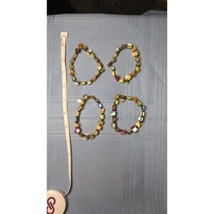 Set of 4 Colorful Abalone Shell Bead Bracelets